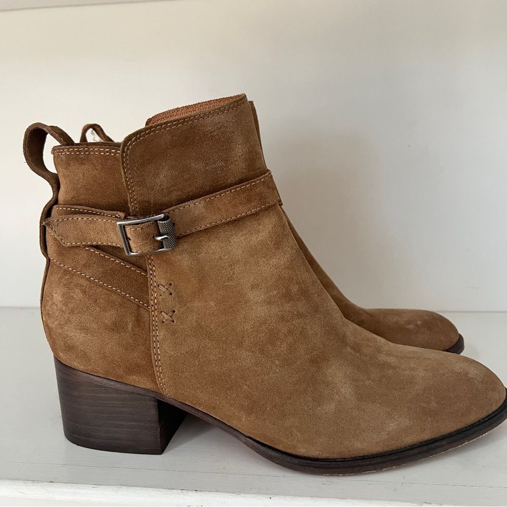 Rag & Bone Walker Buckle Suede Ankle Boot Brown Size 38 US 8